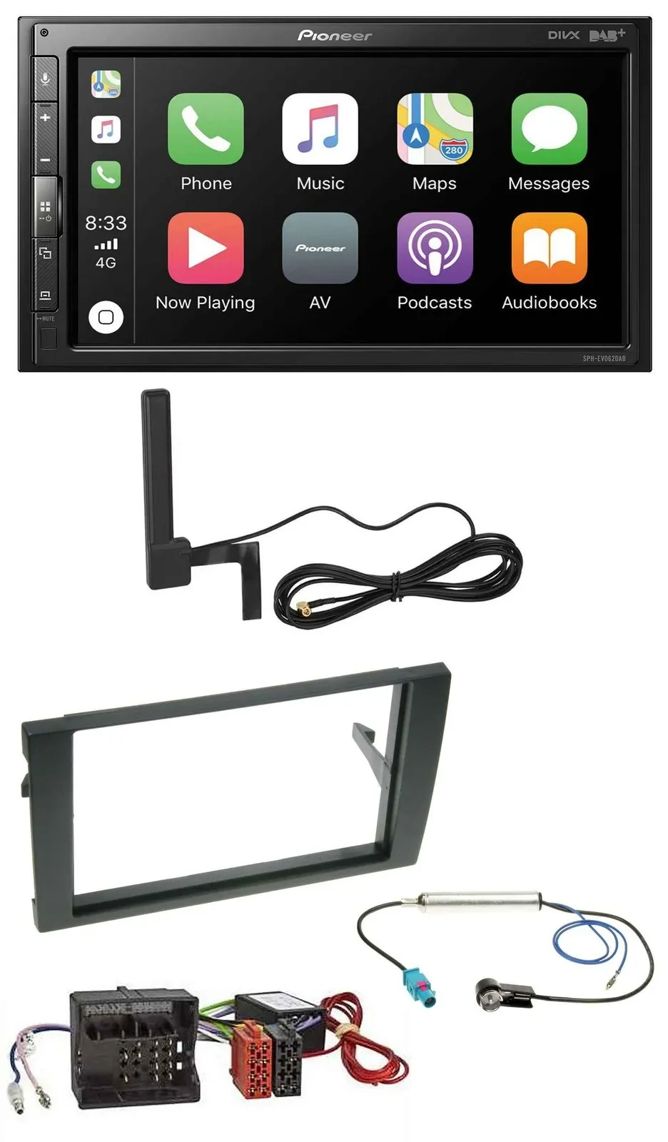 Pioneer USB 2DIN Bluetooth DAB MP3 Autoradio für Audi A4 B7 04-08 Aktivsystem MO