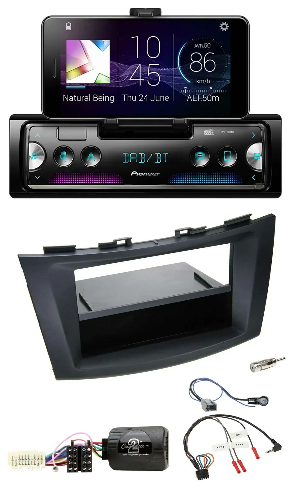 Pioneer USB Lenkrad Bluetooth DAB Autoradio für Suzuki Swift Sport ab 2011 schwa