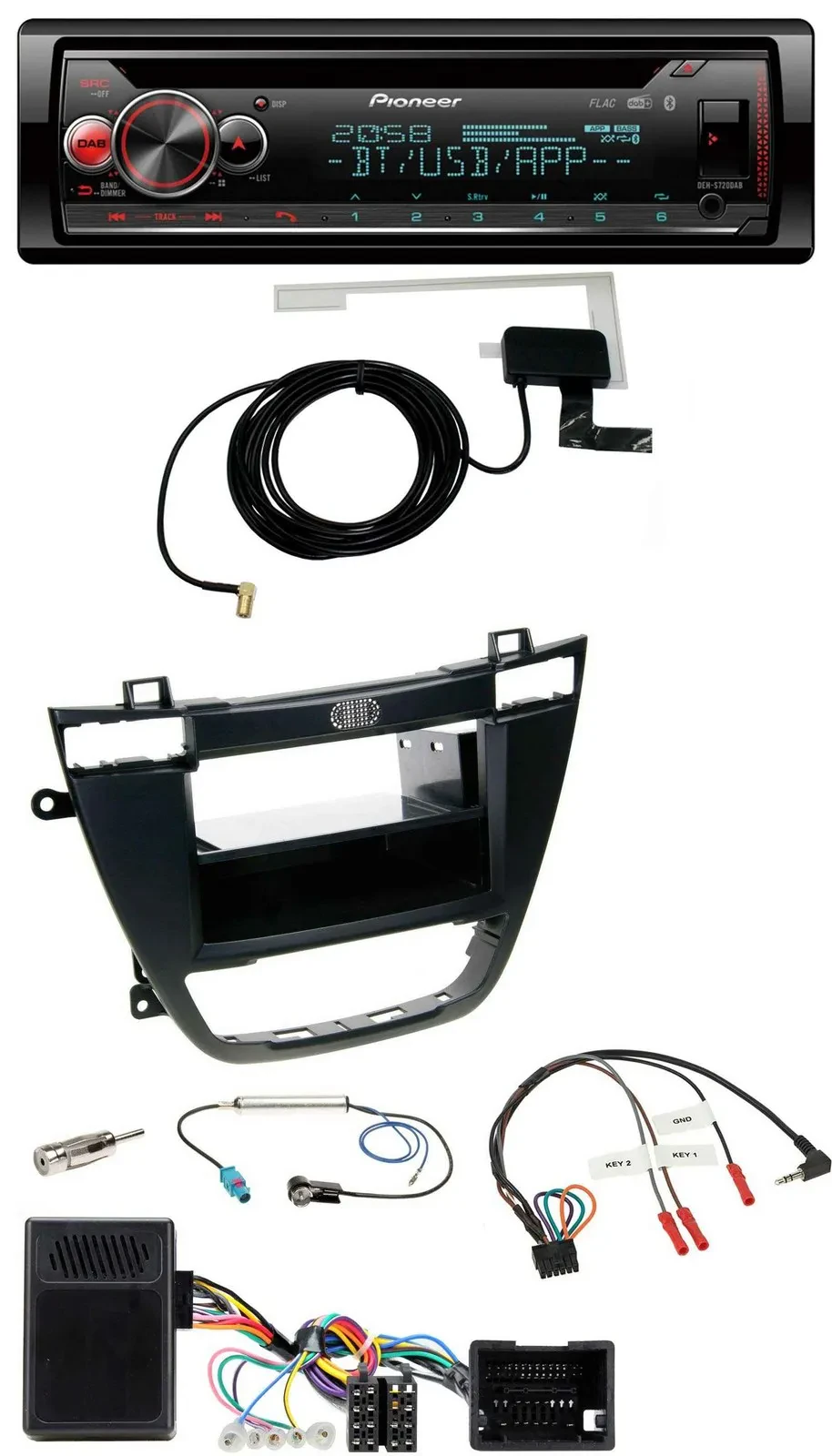 Автомагнитола Pioneer DAB, CD, USB, Bluetooth, поддержка управления на руле для Opel Insignia (с 2008), черная