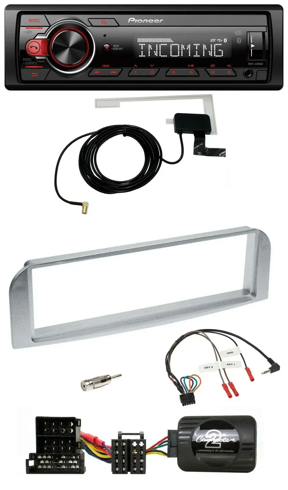 Автомагнитола для Alfa Romeo 147/GT Pioneer MP3, CD, DAB, USB, серебристо-серый