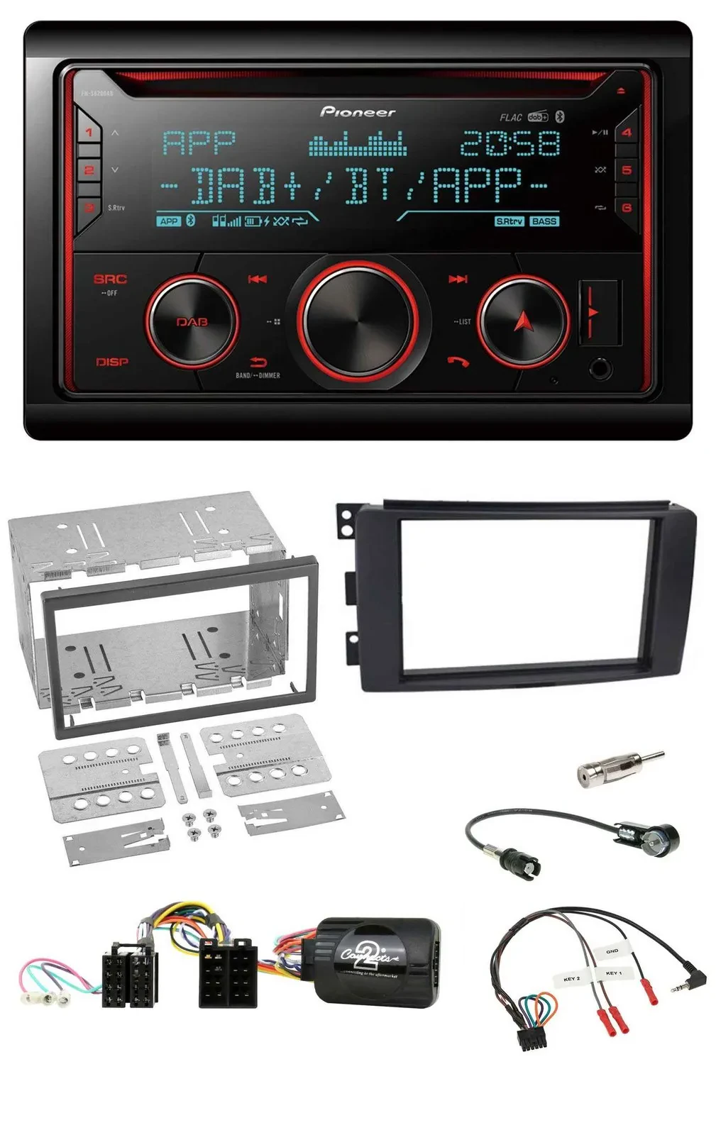 Автомагнитола для Smart ForFour 2004–2006 Pioneer 2-DIN, DAB, Bluetooth, USB, CD