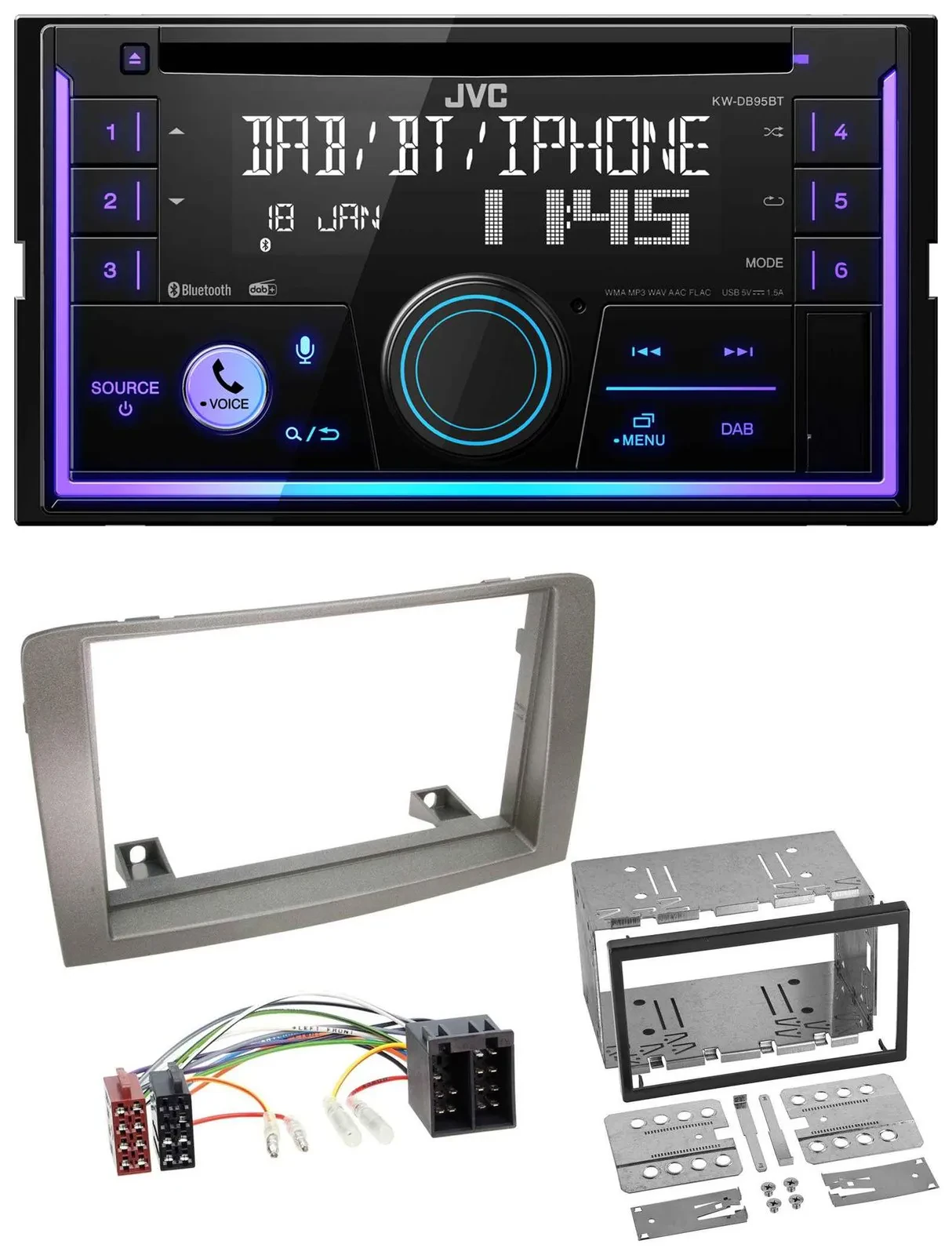 JVC MP3 USB 2DIN DAB Bluetooth CD Autoradio für Lancia Musa (2004-2012)