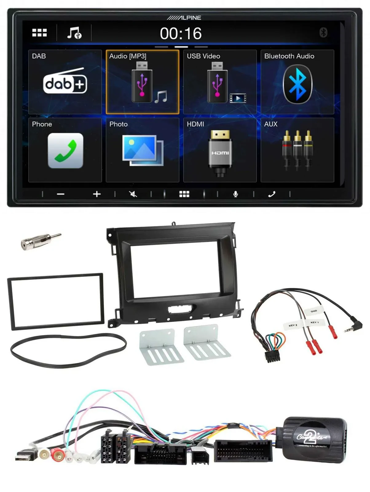 Alpine Bluetooth 2DIN Lenkrad DAB USB Autoradio für Ford Ranger XL ab 02/2016