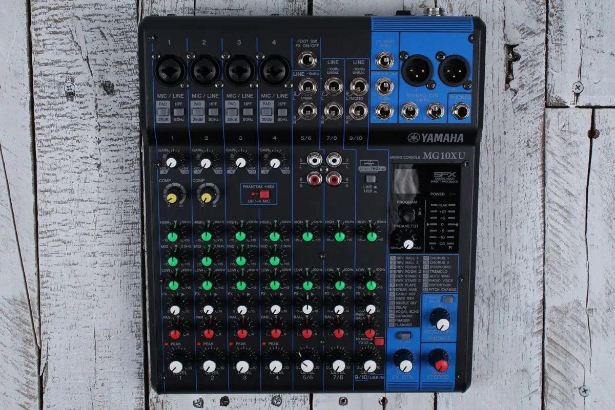 Yamaha MG10XU 10 Channel Analog Stereo Mixer 4 Mic Preamps USB and Effects MG