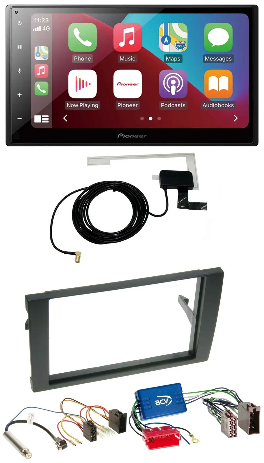 Pioneer USB Bluetooth DAB MP3 2DIN Autoradio für Audi A4 B6 B7 01-08 Aktivsystem