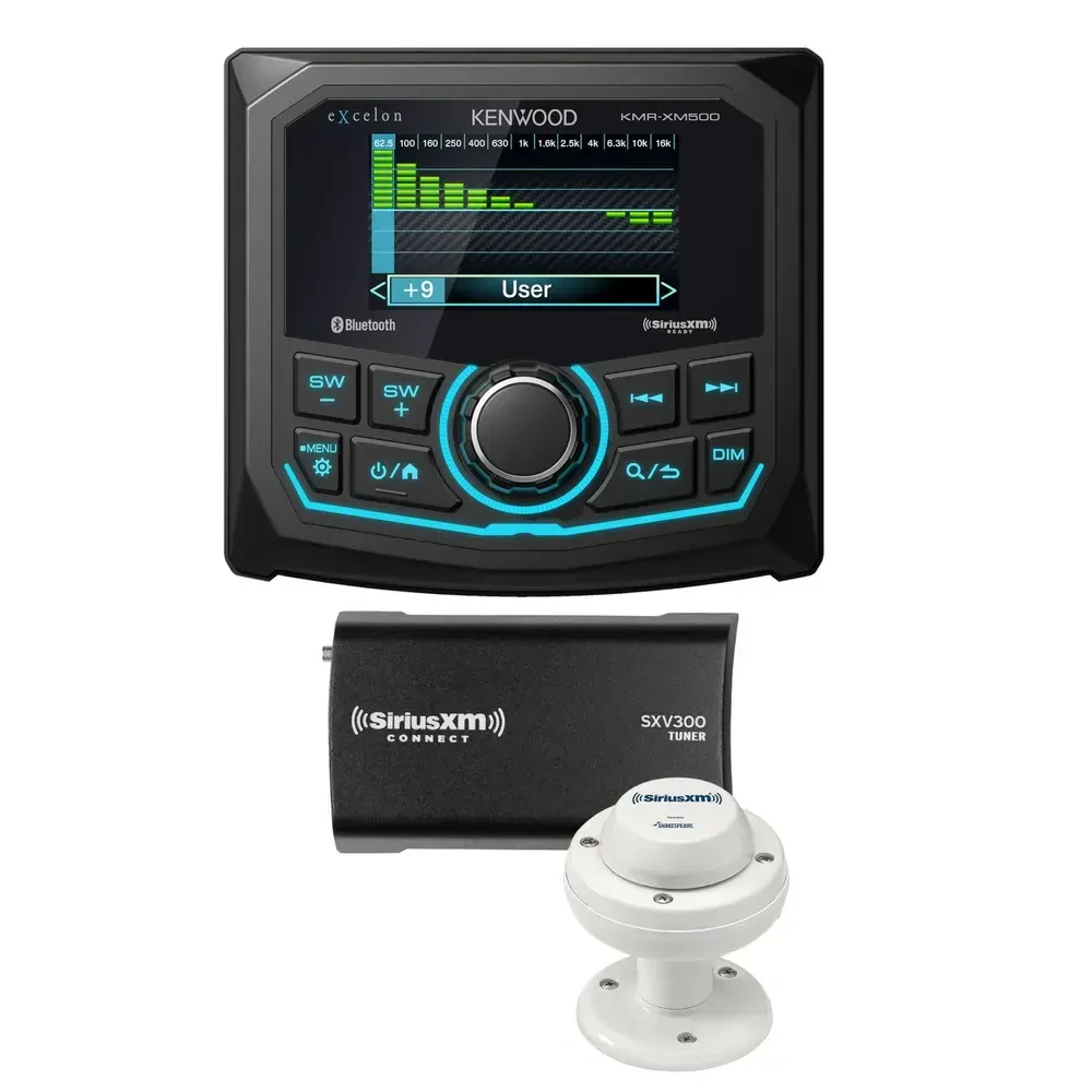 Автомагнитола для лодок Kenwood eXcelon KMR-XM500 Gauge Mount (набор) с SiriusXM SXV300M1