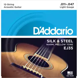 Струны для 12-струнной акустической гитары D'Addario EJ35 11-47, сталь