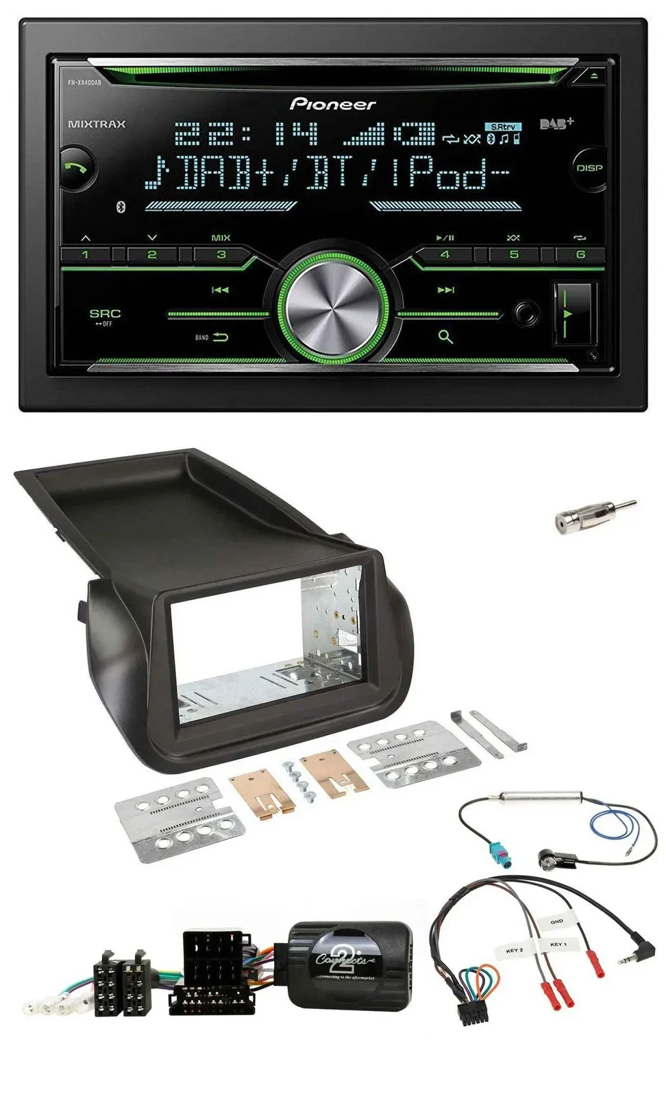 Pioneer Bluetooth Lenkrad DAB 2DIN USB CD Autoradio für Citroen Nemo Peugeot Bip