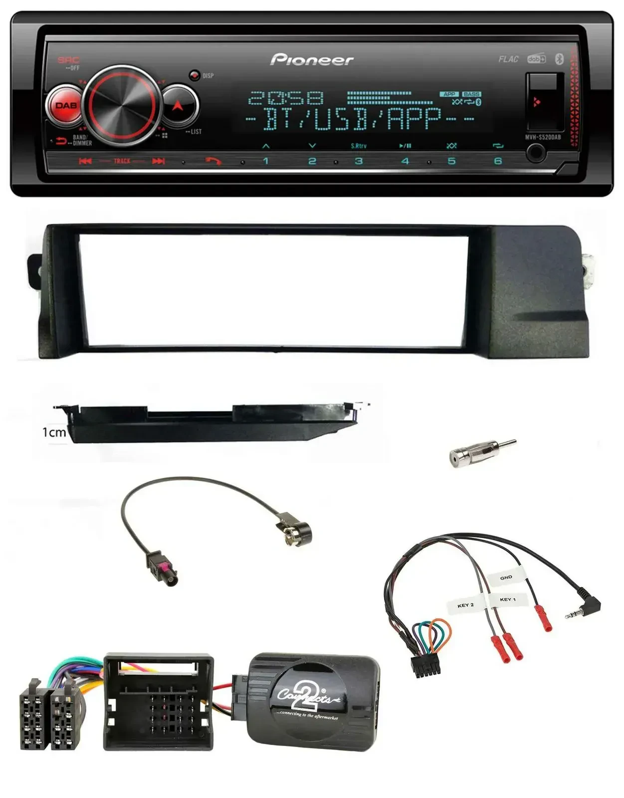 Автомагнитола Pioneer Bluetooth USB DAB для BMW 3 Series E46 2001–2007 с поддержкой кнопок на руле