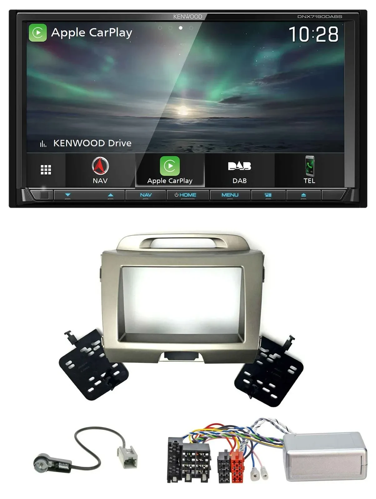 Kenwood Bluetooth USB 2DIN Lenkrad TMC DAB Navigation für Kia Sportage 3 2010-20