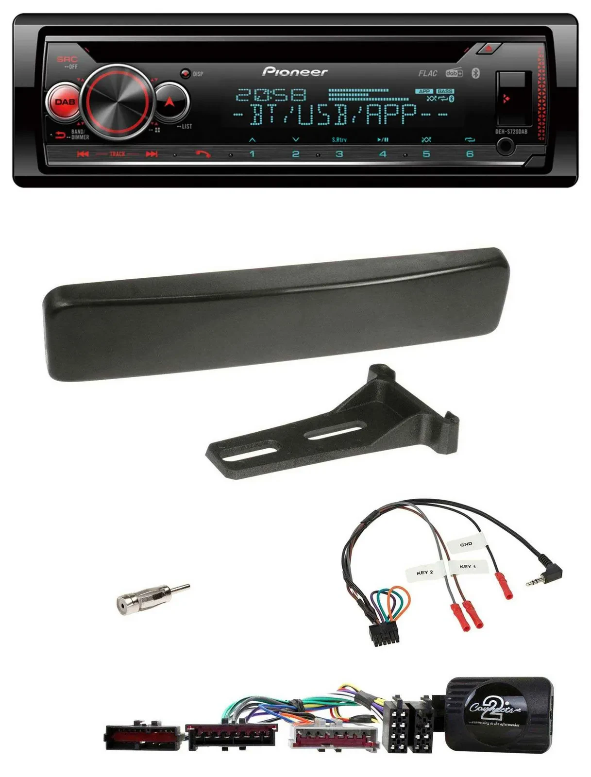 Pioneer Lenkrad DAB CD Bluetooth USB Autoradio für Ford Focus Mondeo schwarz