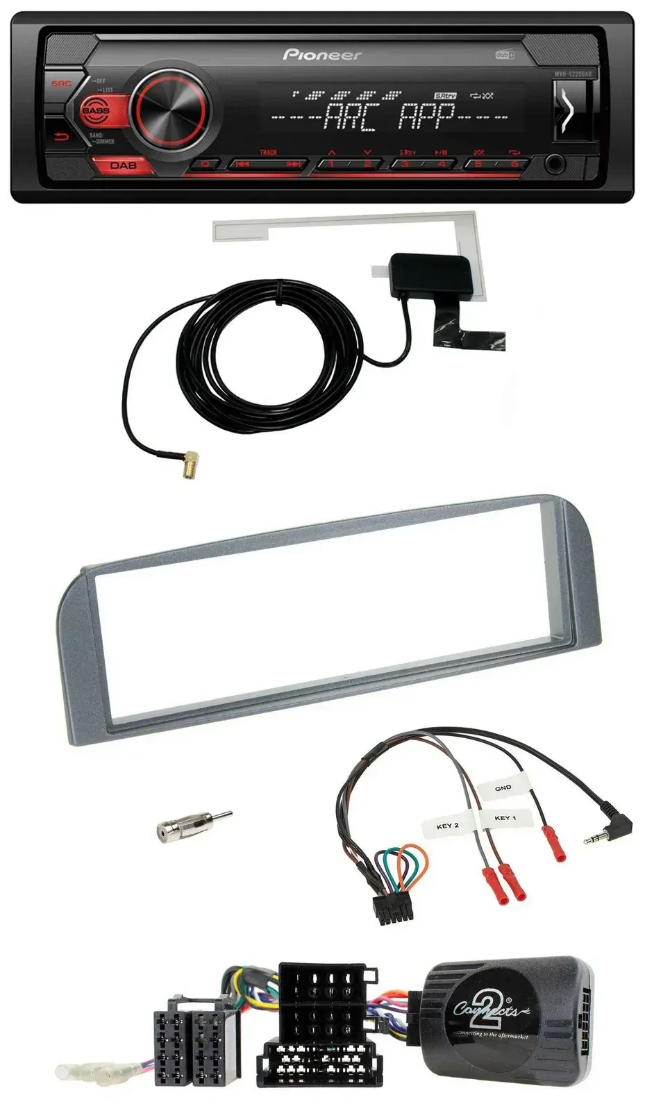 Автомагнитола Pioneer 1 DIN USB DAB MP3 для Alfa Romeo 147/GT 2007–2010 антрацит