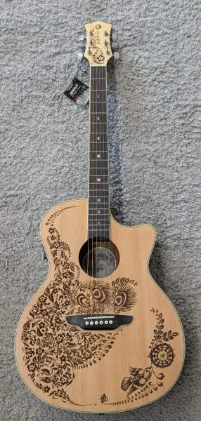 Luna Model HEN OA SPR Henna Oasis Acoustic Electric Folk Size Cutaway Guitar