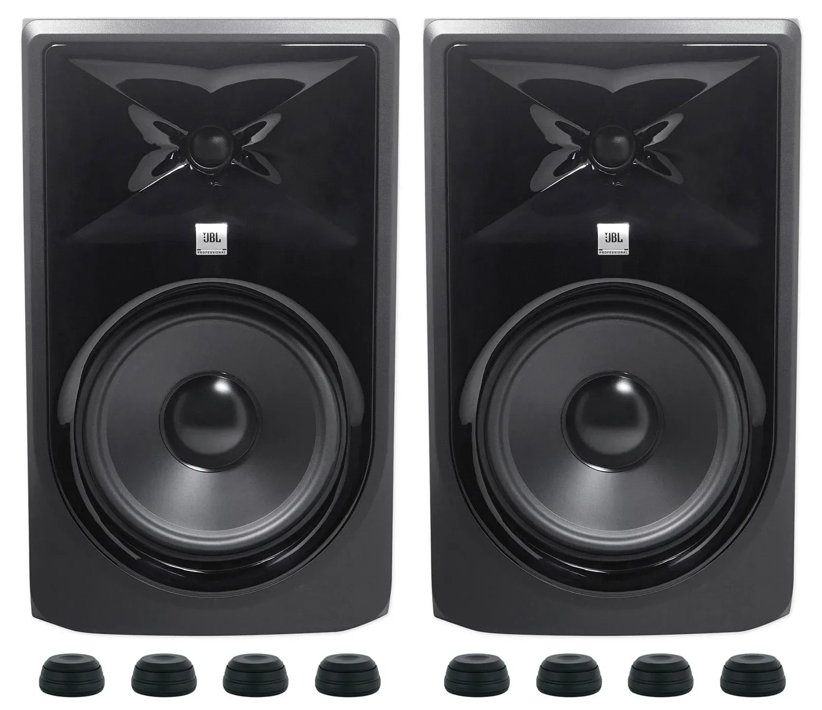 (2) JBL 308P MkII 8" 2-Way Powered Studio Reference Monitors+Isolation Feet Pads