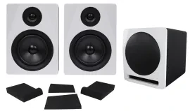 Активный студийный монитор Rockville APM5W White с сабвуфером и аксессуарами (пара)