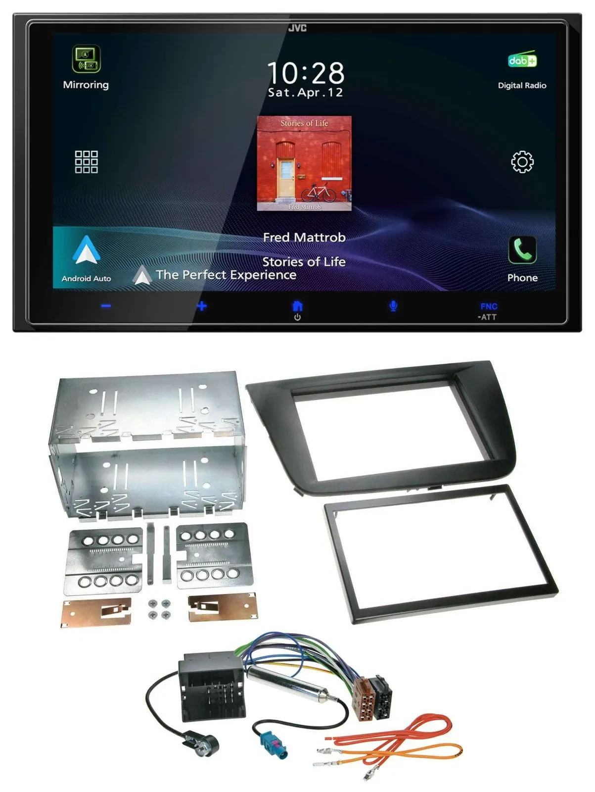 JVC USB Bluetooth 2DIN DAB MP3 Autoradio für Seat Leon 05-09 schwarz