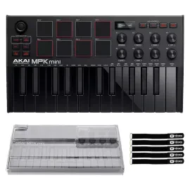 Akai Professional MPK Mini MK3 Keyboard Controller in Black w Decksaver Cover