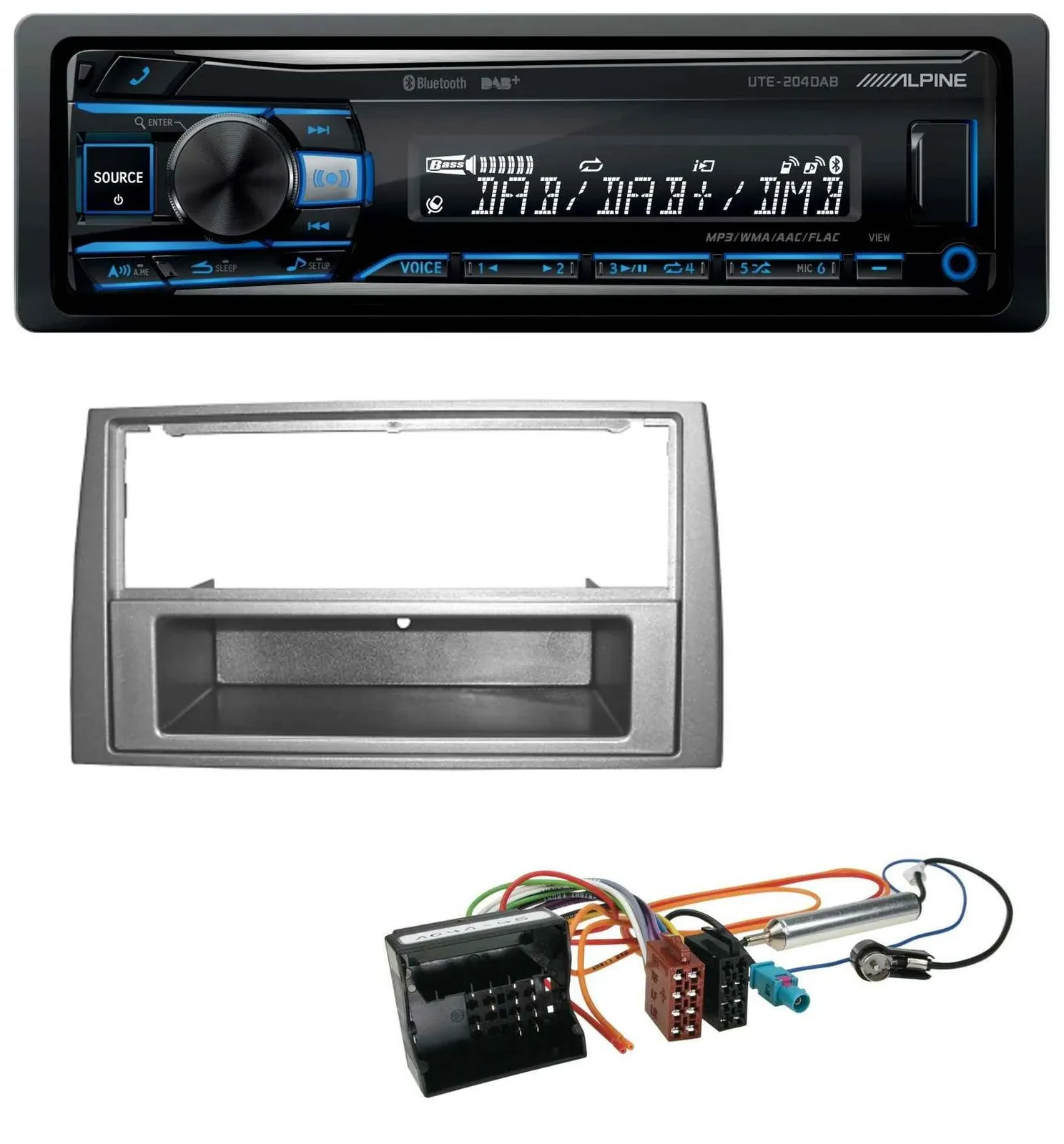 Alpine USB Bluetooth DAB MP3 Autoradio für Peugeot 308 07-09 dunkelsilber