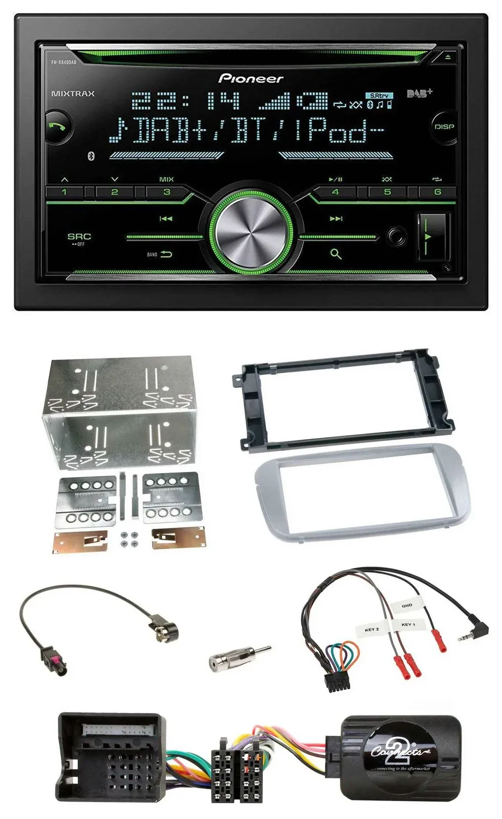 Pioneer Bluetooth Lenkrad DAB 2DIN USB CD Autoradio für Ford Galaxy C Max Focus