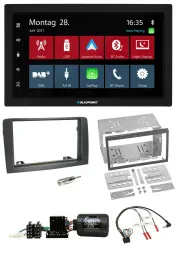 Blaupunkt Lenkrad Bluetooth DAB 2DIN USB Autoradio für Fiat Idea 2006-2012 grau