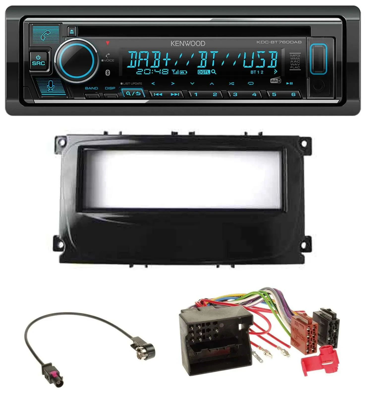 Kenwood MP3 Bluetooth DAB USB CD Autoradio für Ford Mondeo S-Max 07-14 glänzend
