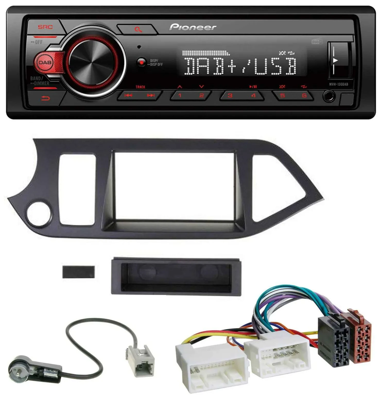 Pioneer MP3 1DIN DAB USB AUX Autoradio für Kia Picanto ab 2011 Start-Stop