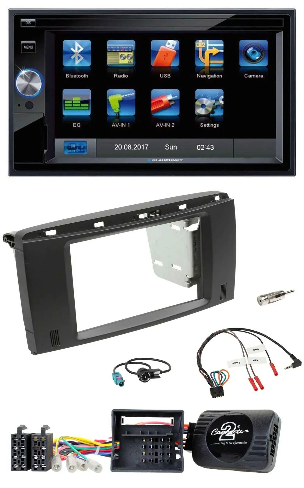 Blaupunkt 2DIN Bluetooth TMC USB Lenkrad SD Navigation für Mercedes SLK 08-11 R1