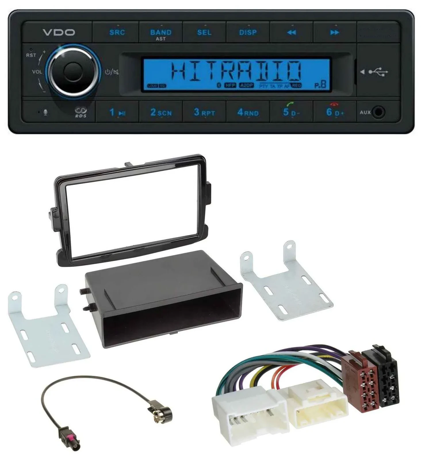 VDO AUX Bluetooth USB MP3 Autoradio für Dacia Dokker, Duster, Logan