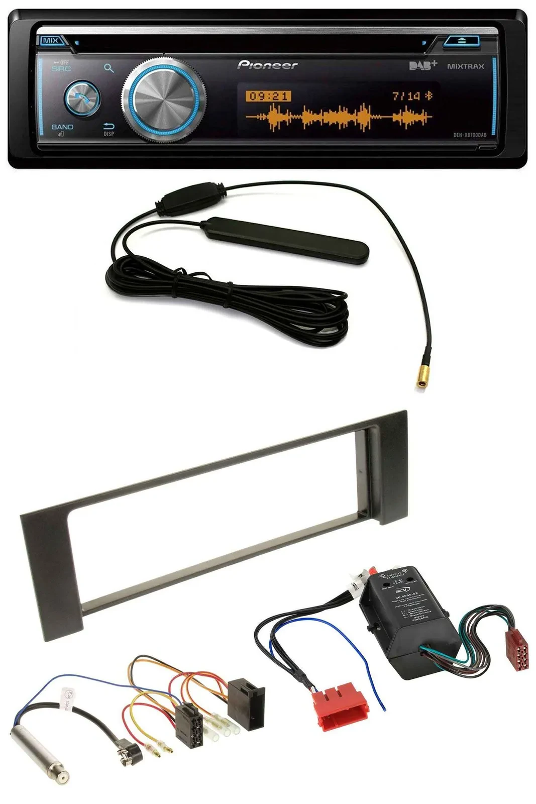 Автомагнитола для Audi A4 B6 (2000–2004) Pioneer CD, USB, Bluetooth, DAB, MP3, совместима с Bose активной системой