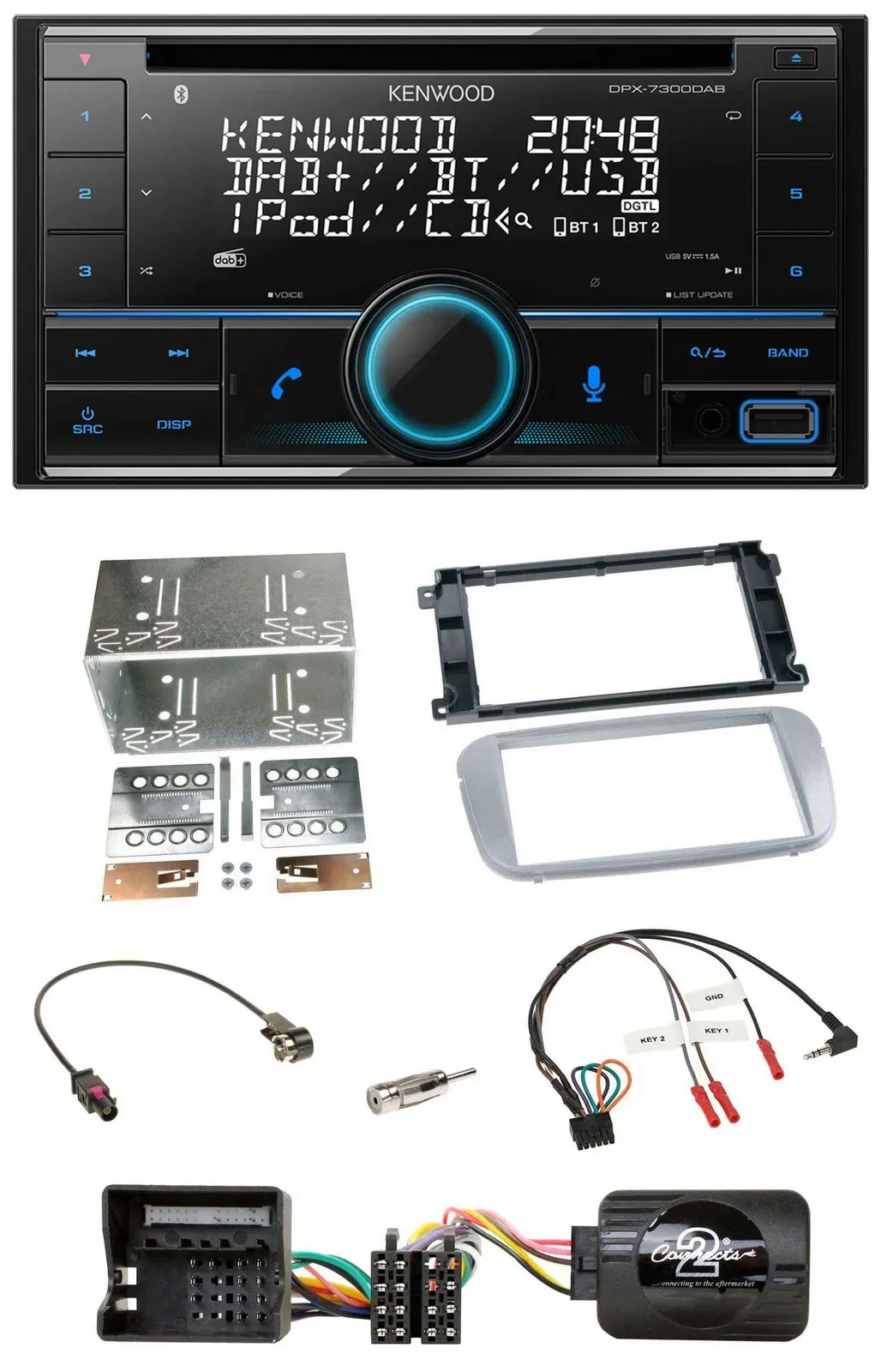 Kenwood CD 2DIN DAB USB Lenkrad Bluetooth Autoradio für Ford Mondeo S-Max 07-14