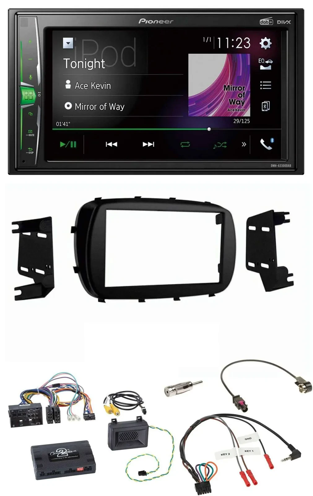 Автомагнитола Pioneer 2-DIN DAB, USB, Bluetooth для Fiat 500X (с 2014), поддержка кнопок на руле