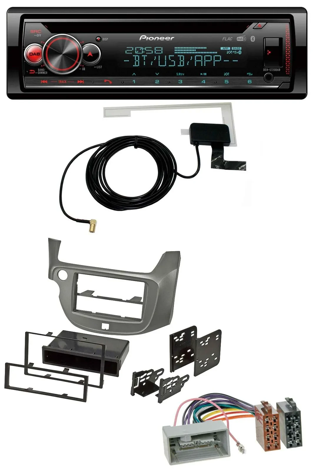 Автомагнитола Pioneer DAB CD MP3 USB Bluetooth для Honda Jazz (с 2009), серебристый