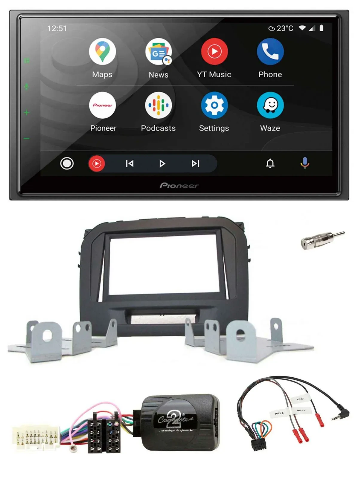 Pioneer USB 2DIN DAB Lenkrad Bluetooth Autoradio für Suzuki Vitara LY ab 04/2015