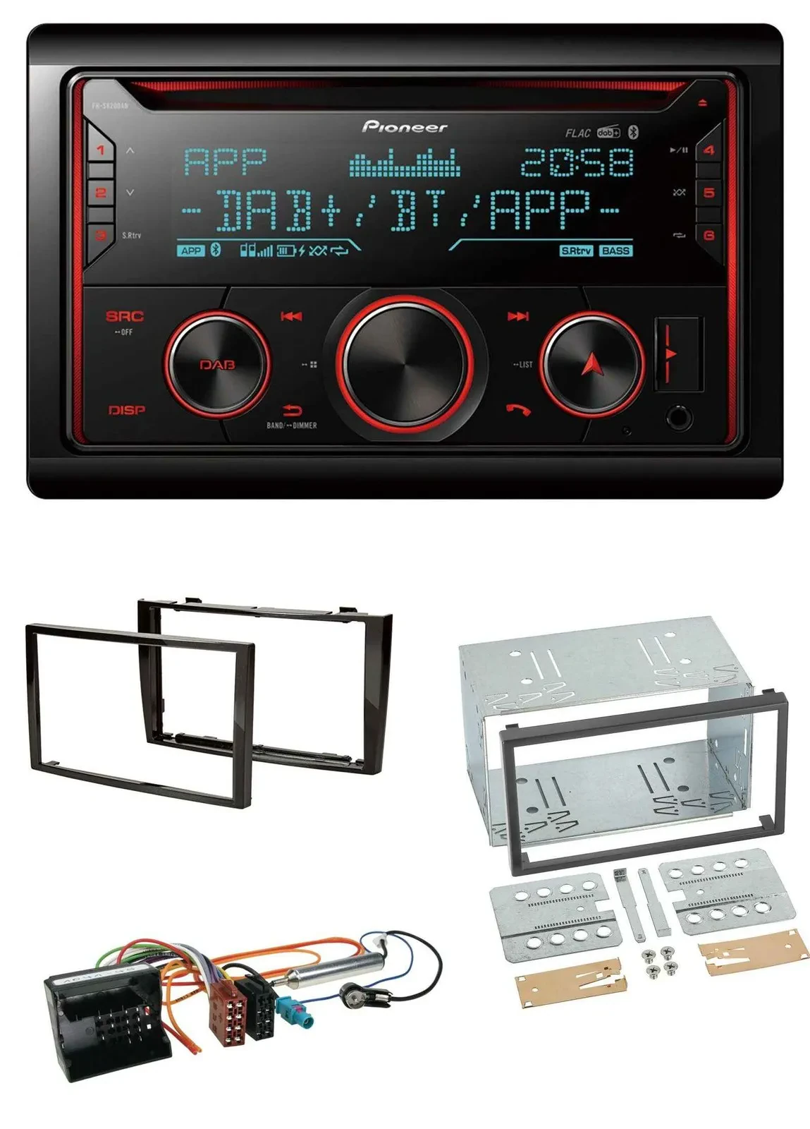 Автомагнитола Pioneer 2DIN DAB Bluetooth USB CD MP3 для Peugeot 308 (2007–2009), чёрный