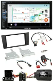 Alpine Bluetooth TMC USB DAB 2DIN Lenkrad Navigation für Audi A4 99-01 BOSE Voll