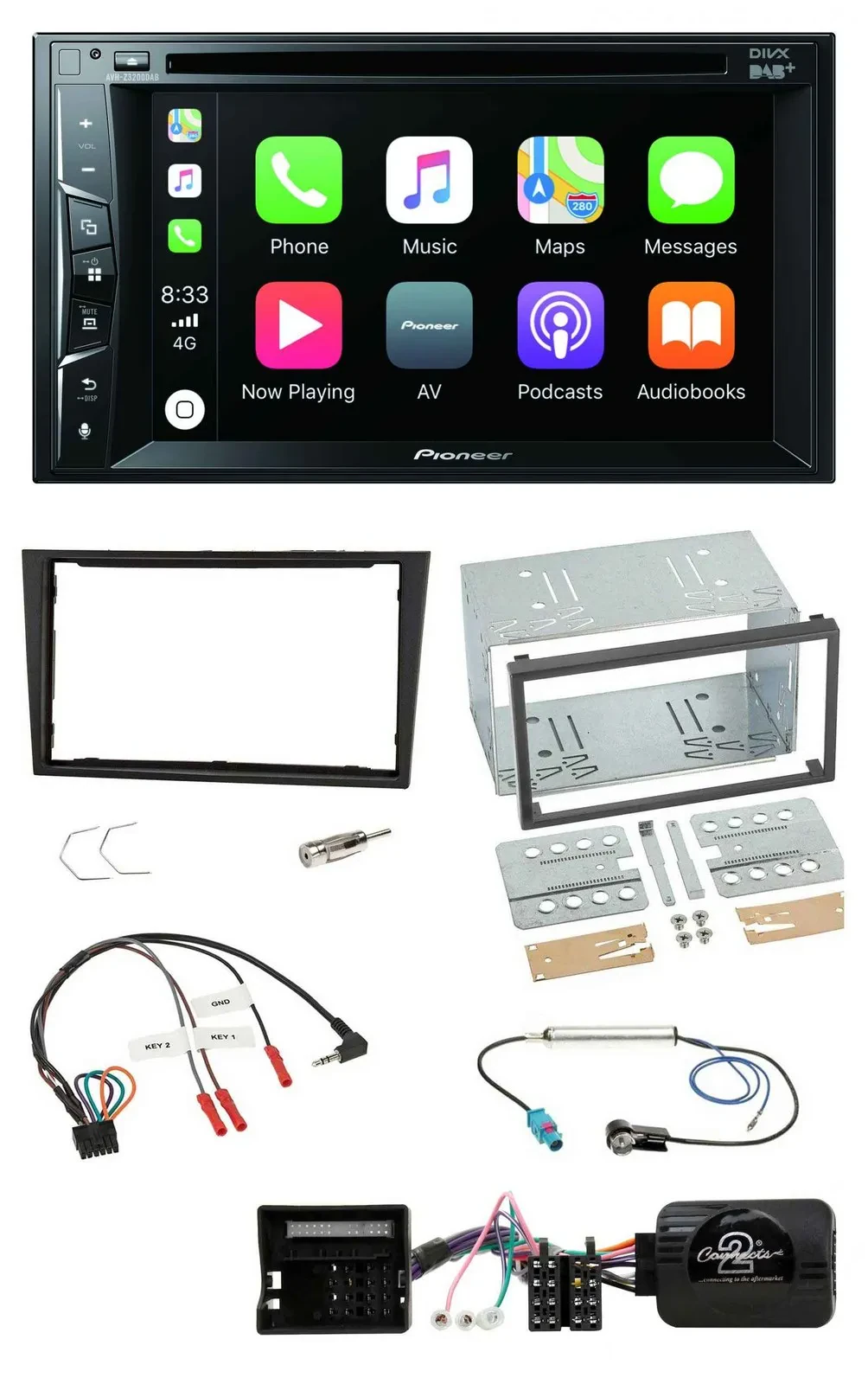 Pioneer Lenkrad USB DVD Bluetooth DAB 2DIN Autoradio für Opel Corsa D 2006-2008