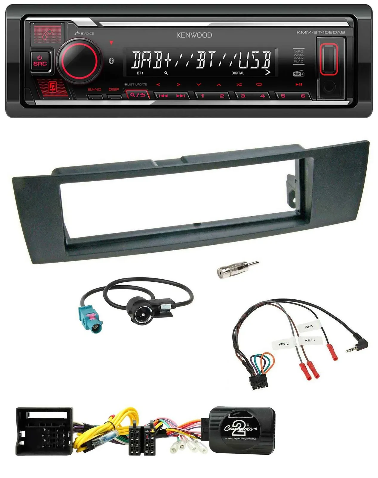 Kenwood Lenkrad Bluetooth USB DAB Autoradio für BMW 1er E87 3er E90-3 X1 E84