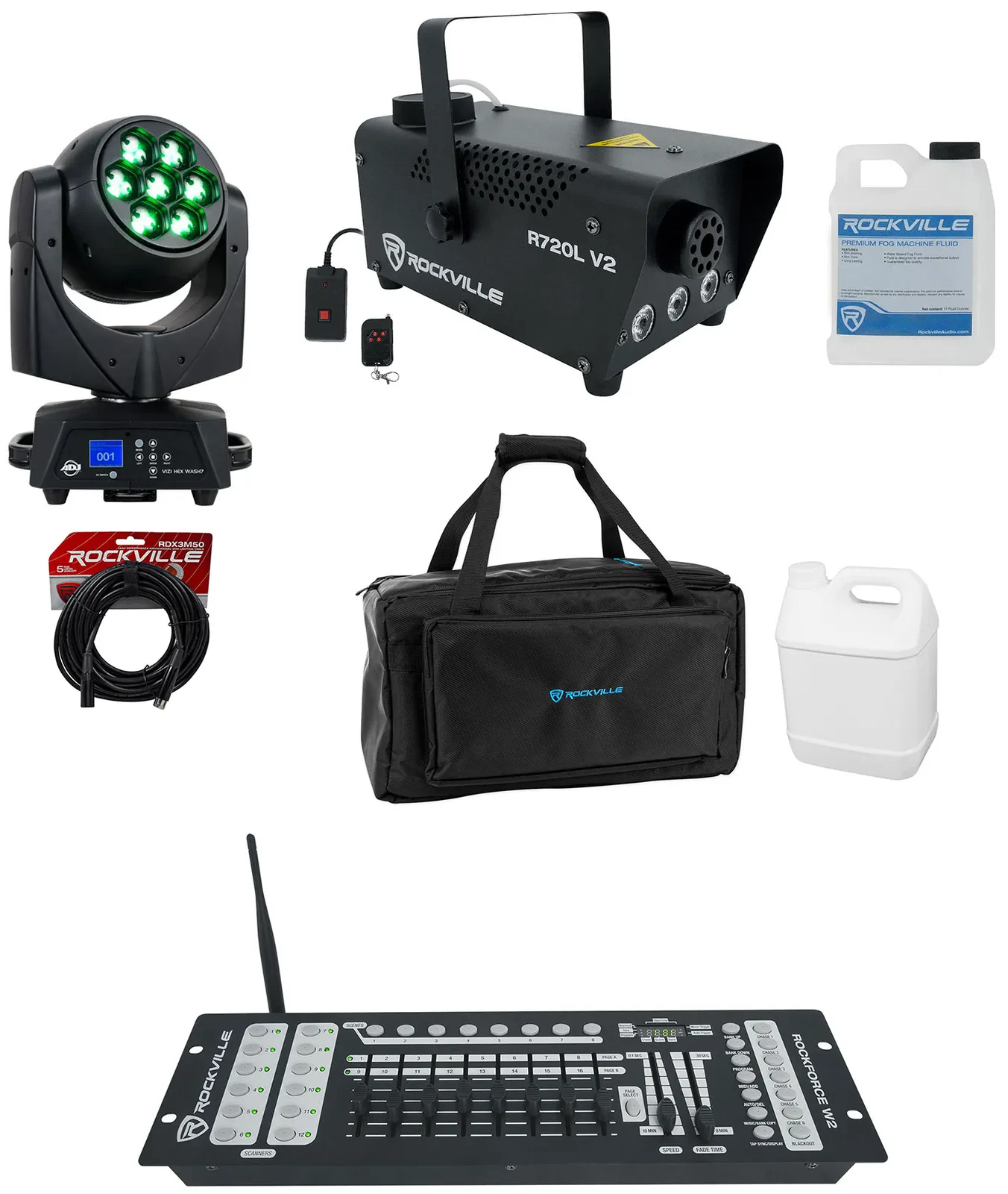 Комплект светового оборудования American DJ VIZI HEX WASH 7+ROCKFORCE W2+R720L V2-2