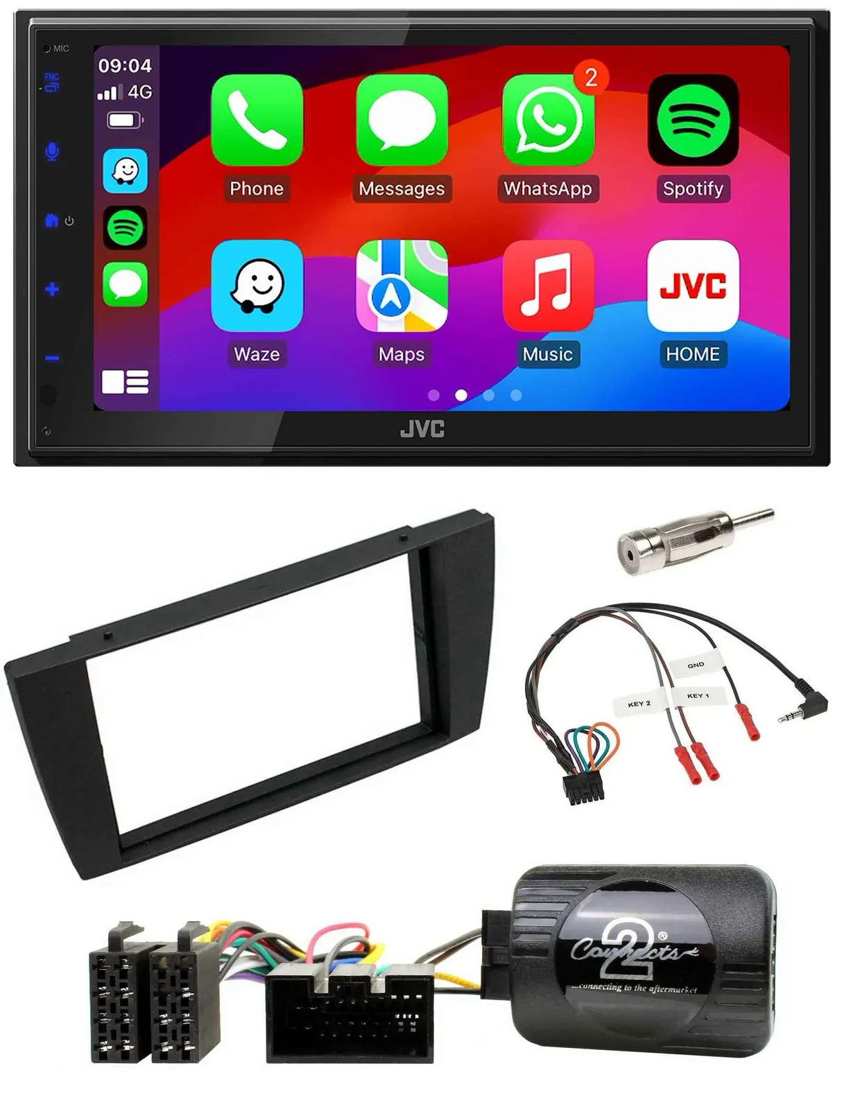 JVC Bluetooth USB Lenkrad 2DIN DAB Autoradio für Jaguar X-Type S 2003-2008