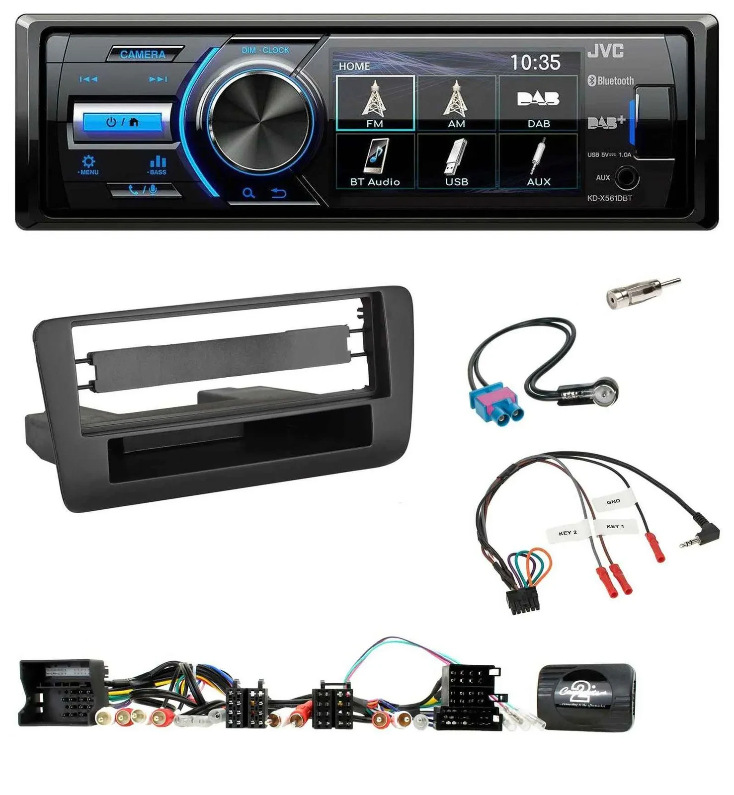 JVC Bluetooth Lenkrad USB DAB Autoradio für Audi A1 (2010-2019)