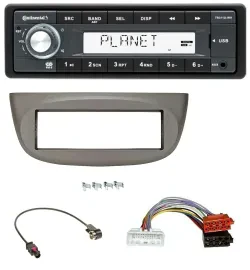 Continental USB MP3 AUX 1DIN Autoradio für Renault Twingo ab 2015 beige-grau
