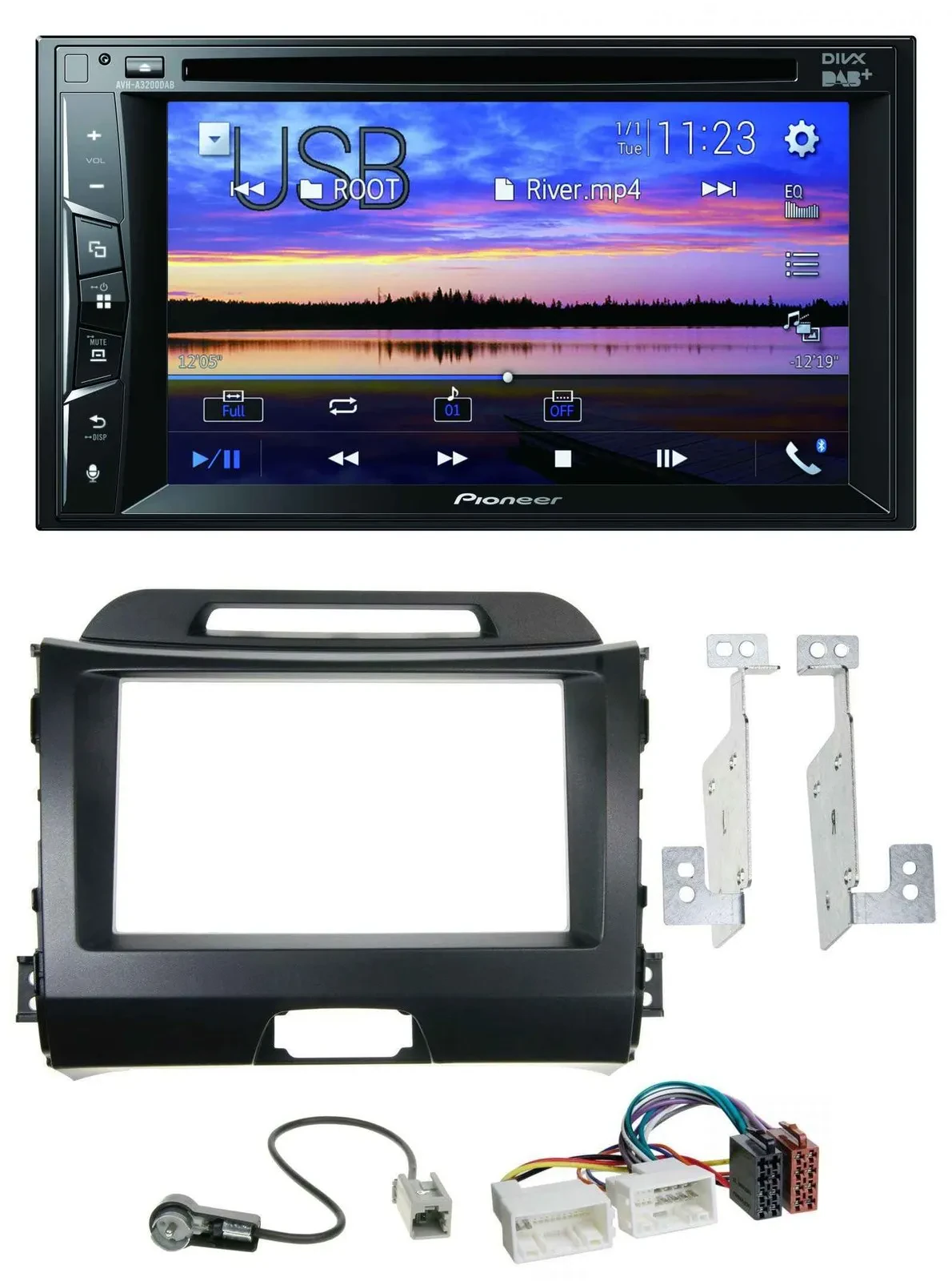 Pioneer Bluetooth 2DIN USB DVD DAB MP3 Autoradio für Kia Sportage 3 10-15 SL sch