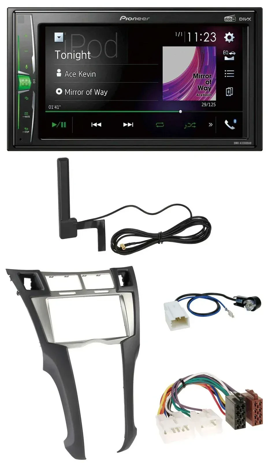 Автомагнитола Pioneer 2 DIN, DAB, Bluetooth, AUX, MP3 для Toyota Yaris (2007–2011)