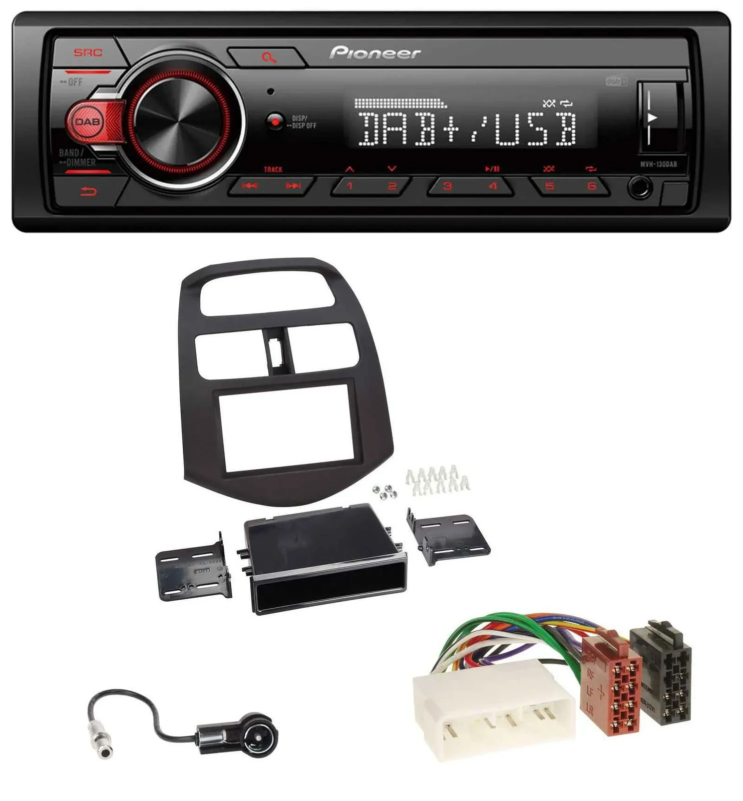 Pioneer MP3 1DIN DAB USB AUX Autoradio für Chevrolet Spark (KLM 2012-2013)