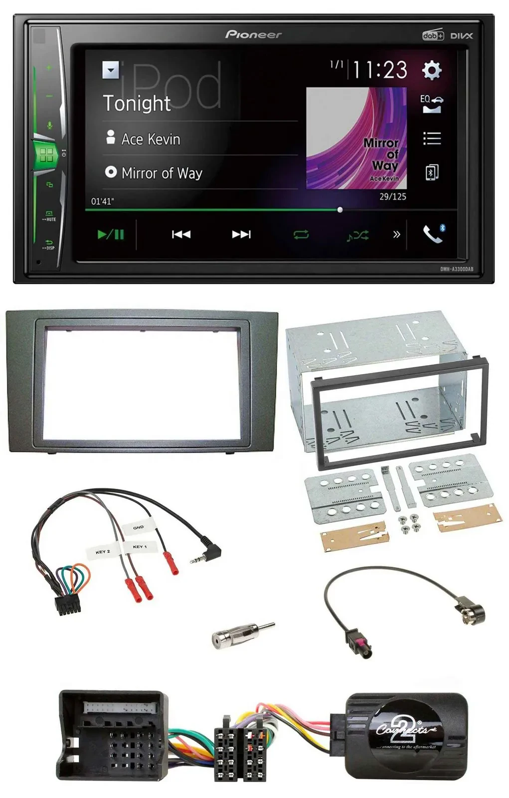 Pioneer 2DIN Lenkrad DAB USB Bluetooth Autoradio für Ford Mondeo 2003-2007 schwa