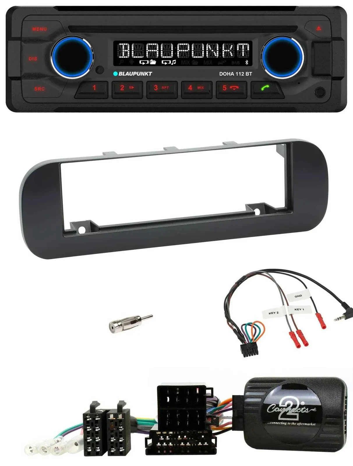 Blaupunkt Lenkrad MP3 CD Bluetooth USB Autoradio für Fiat Panda 2012-2020 schwar