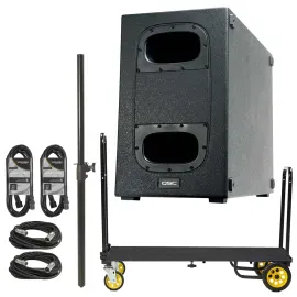 QSC KS212C Powered 12" Cardioid Active Powered DJ PA Subwoofer w Cart Pack