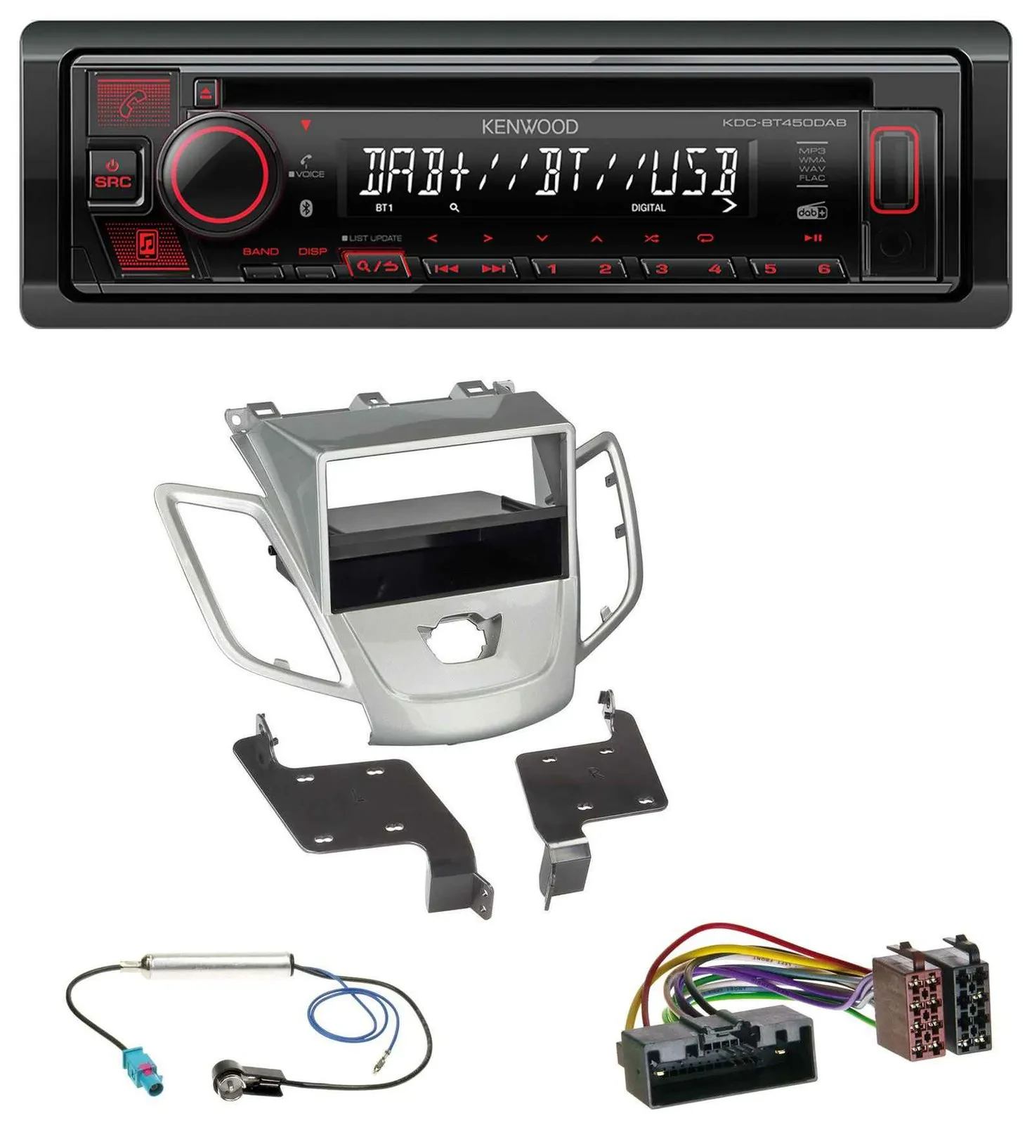Kenwood MP3 CD USB Bluetooth DAB Autoradio für Ford Fiesta JA8 10-17 ohne Displa