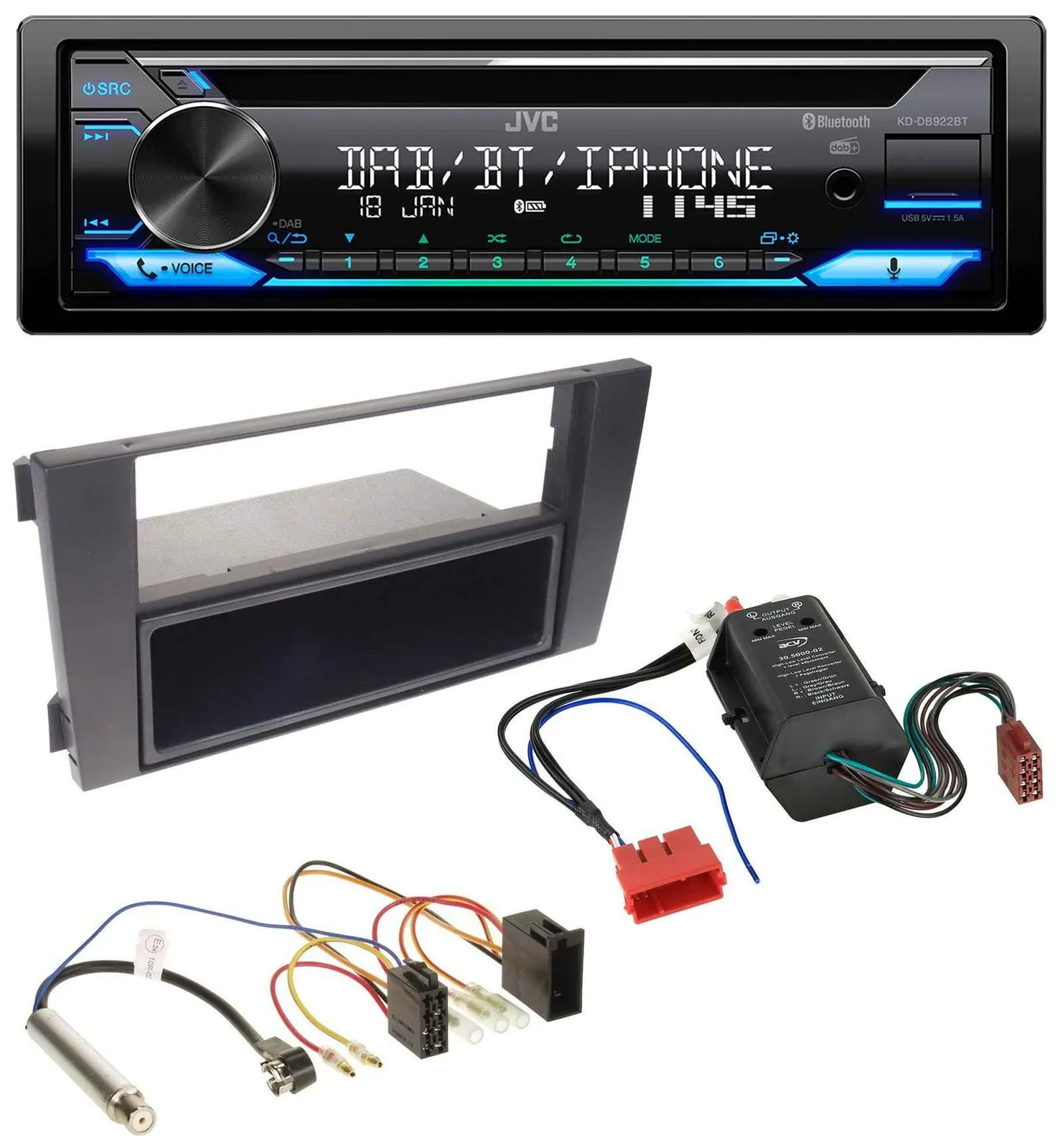 JVC Bluetooth MP3 USB DAB CD Autoradio für Audi A6 01-05 C5 Symphony Bose Aktivs