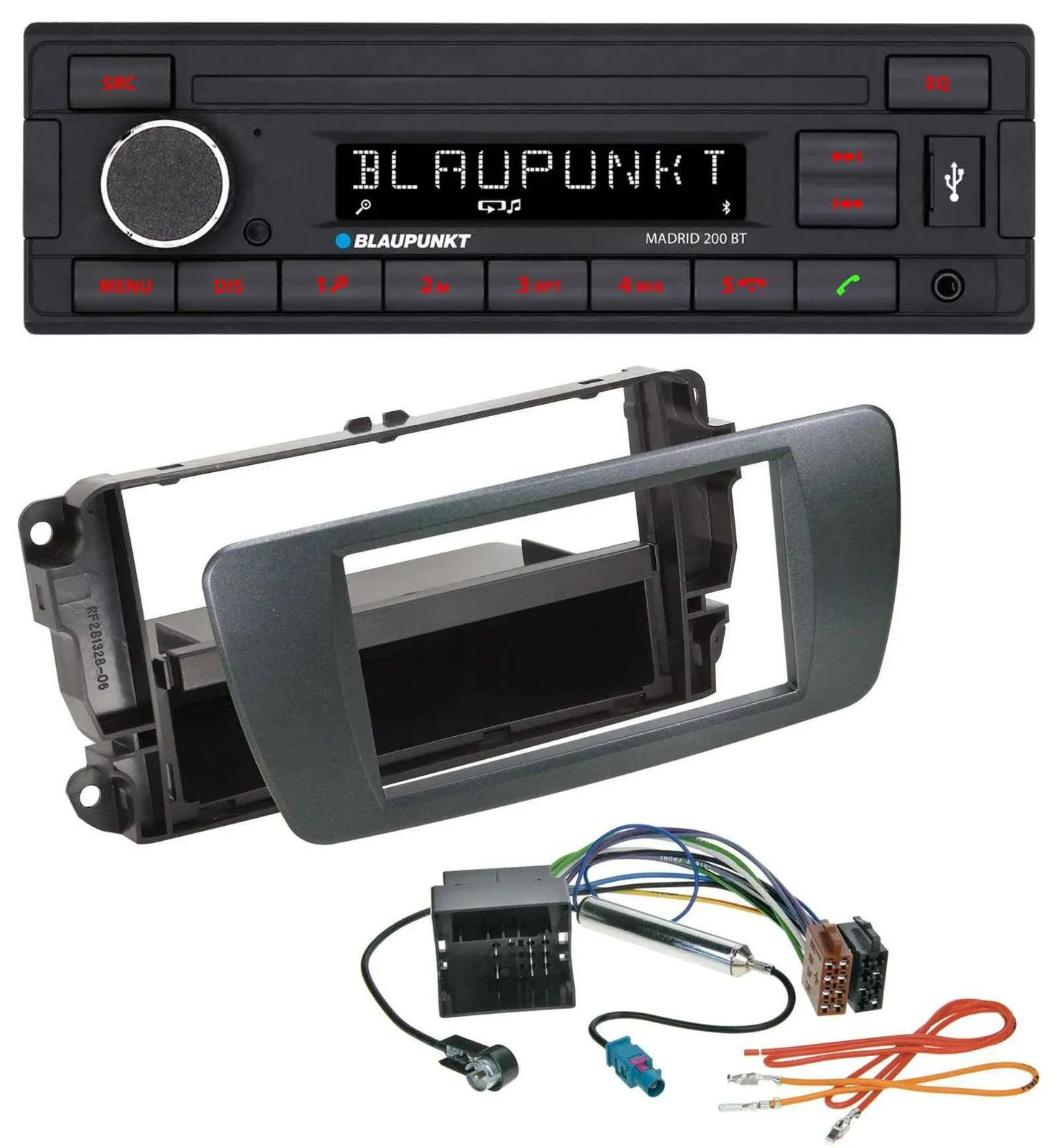 Автомагнитола Blaupunkt USB, AUX, Bluetooth, MP3, для Seat Ibiza (с 2008), чёрный